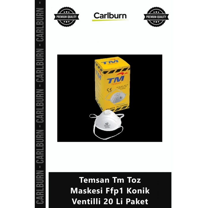 Özel Üretim Kaliteli İş Güvenliği Koruyucu Temsan Tm Toz Maskesi Ffp1 Konik Ventilli 20 Li Paket