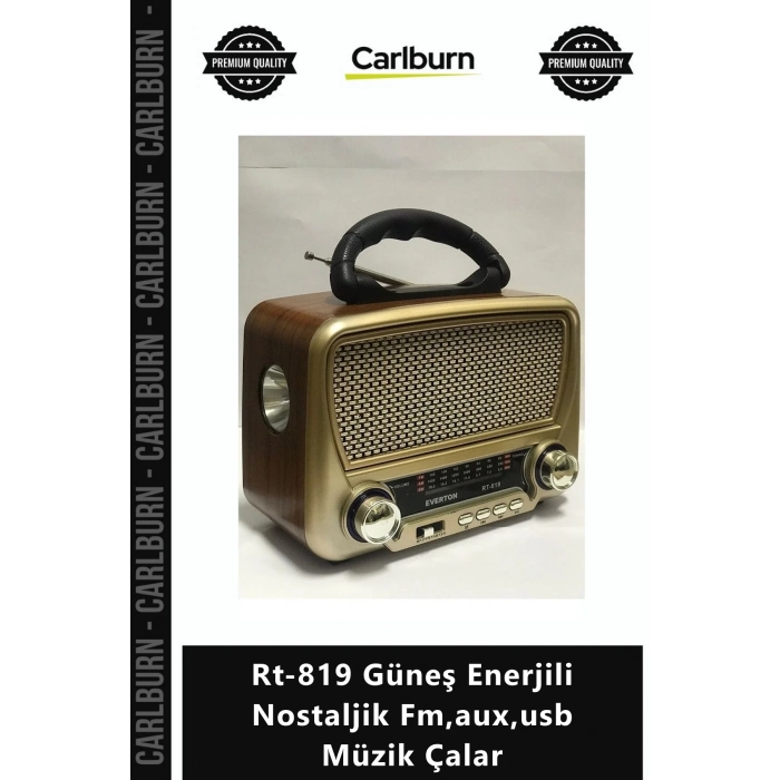 Özel Üretim Everton Şarjlı Radyo Bluetooth Rt819 Güneş Enerjili Nostaljik Fmauxusb Müzik Çalar