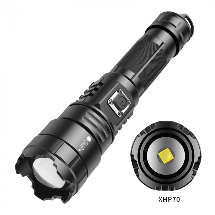Özel Üretim PeakStar XHP70 PS9322 TypeC Şarj Edilebilir 5000 Lümen Profesyonel Zoomlu El Feneri