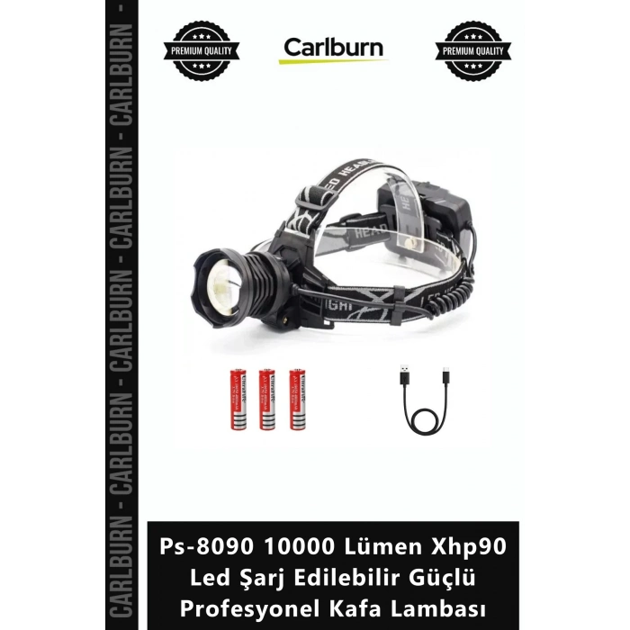 Özel Üretim Zoomlu Ps8090 10000 Lümen Xhp90 Led Şarj Edilebilir Güçlü Profesyonel Kafa Lambası