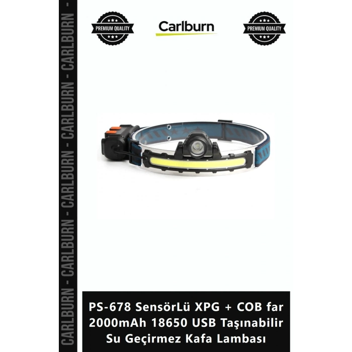 Özel Üretim PS678 SensörLü XPG + COB far 2000mAh 18650 USB Taşınabilir Su Geçirmez Kafa Lambası