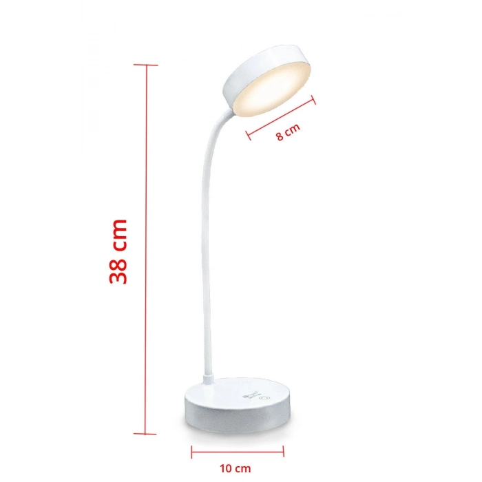 Özel Üretim 3 Renk PS1931 Şarjlı Dokunmatik 20 Led Çalışma Okuma Işığı Flexible Masa Lambası Beyaz