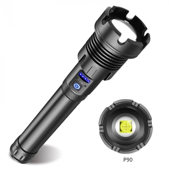 Özel Üretim PS1690 Xhp90 LED 10000 Lümen Zoomlu USB Şarj Edilebilir Profesyonel Avcı Bekçi Feneri