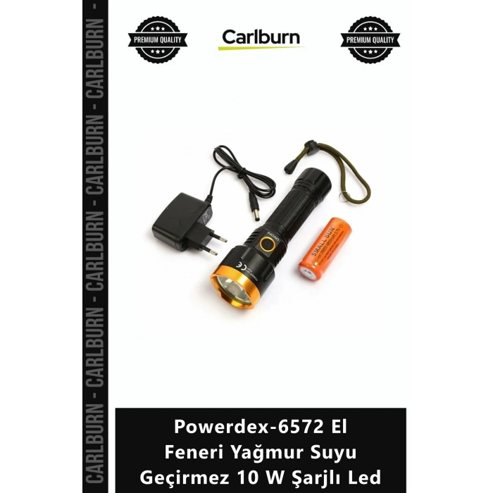 Özel Üretim Profesyonel Darbe Dayanıklı Powerdex6572 El Feneri Yağmur Suyu Geçirmez 10 W Şarjlı Led