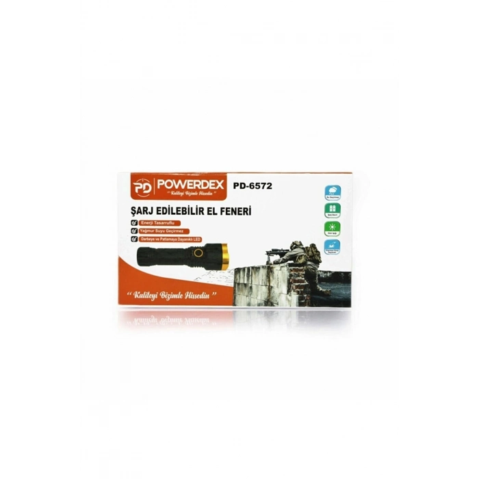Özel Üretim Profesyonel Darbe Dayanıklı Powerdex6572 El Feneri Yağmur Suyu Geçirmez 10 W Şarjlı Led