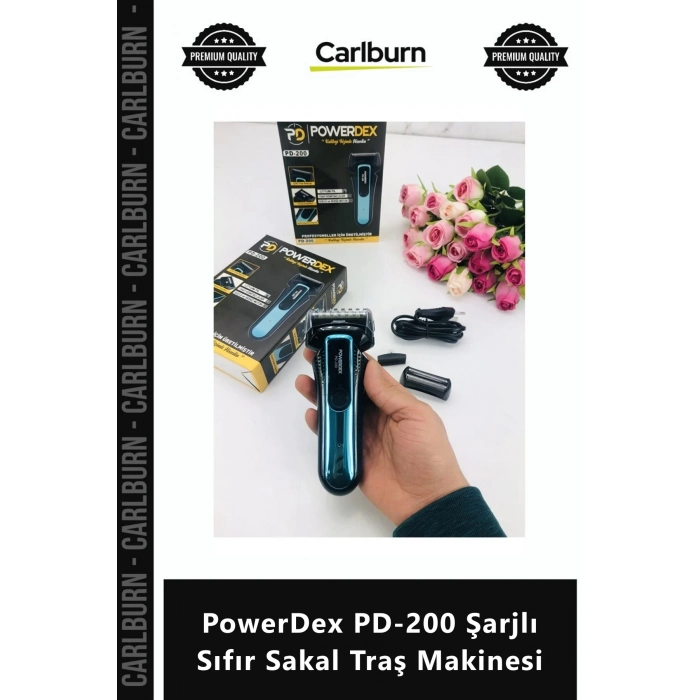Özel Üretim Çift Başlık Yanak Düzeltici Lityum Pil PowerDex PD200 Şarjlı Sıfır Sakal Traş Makinesi