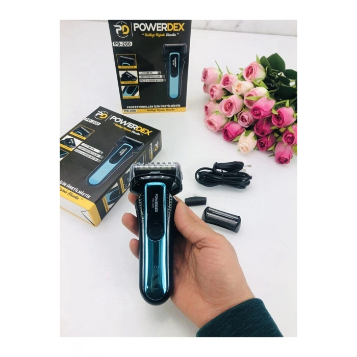 Özel Üretim Çift Başlık Yanak Düzeltici Lityum Pil PowerDex PD200 Şarjlı Sıfır Sakal Traş Makinesi