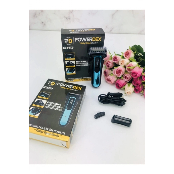 Özel Üretim Çift Başlık Yanak Düzeltici Lityum Pil PowerDex PD200 Şarjlı Sıfır Sakal Traş Makinesi