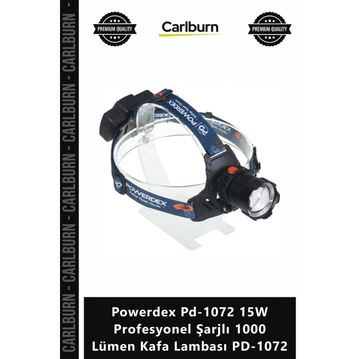Özel Üretim Güçlü Ledli Powerdex Pd1072 15W Profesyonel Şarjlı 1000 Lümen Kafa Lambası PD1072