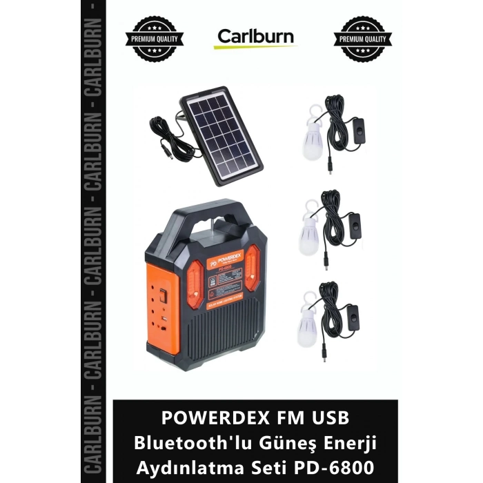 Özel Üretim Solar Kamp Radyo Fener POWERDEX FM USB Bluetoothlu Güneş Enerji Aydınlatma Seti PD6800