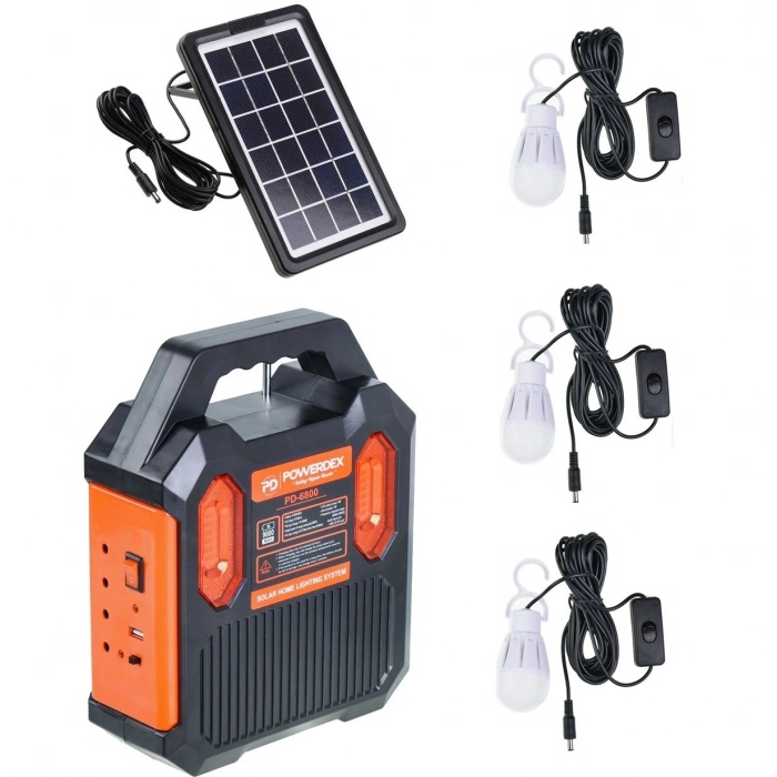 Özel Üretim Solar Kamp Radyo Fener POWERDEX FM USB Bluetoothlu Güneş Enerji Aydınlatma Seti PD6800