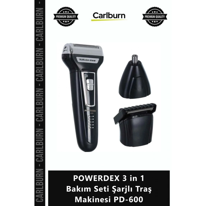 Özel Üretim Profesyonel Ergonomik Saç Sakal Kesim POWERDEX 3 in 1 Bakım Seti Şarjlı Traş Makinesi PD
