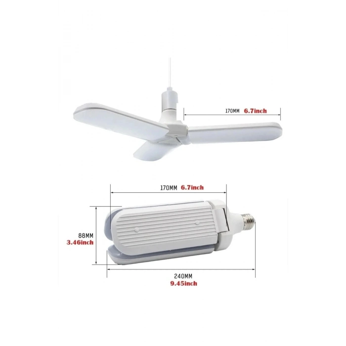 Özel Üretim E27 Duy Pervane Ampül 45 W 3 Kollu Katlanır Pervane Led Ampül Tasarruflu Kanatlı Led