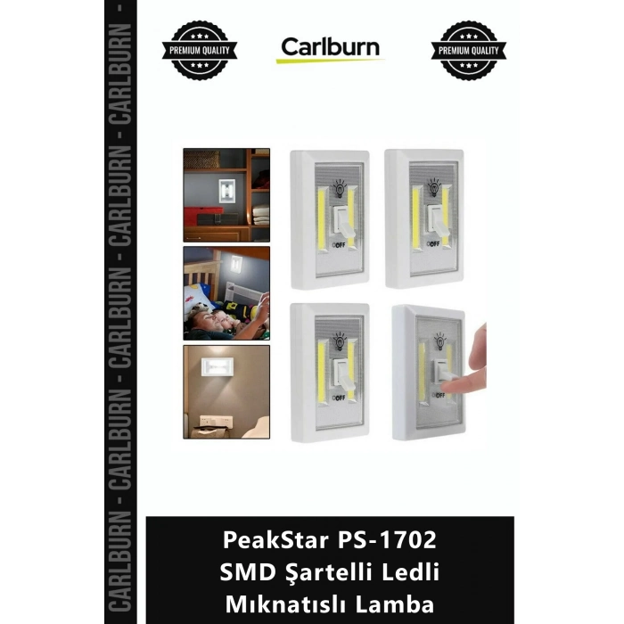Özel Üretim Pilli Güçlü Askılı Kamp Ev Aydınlatma PeakStar PS1702 SMD Şartelli Ledli Mıknatıslı Lamb