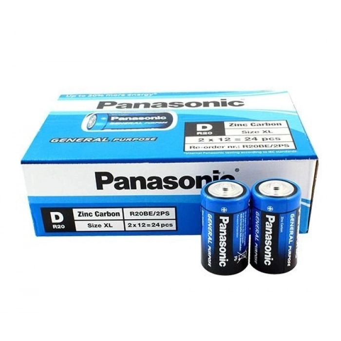 Özel Üretim R20 15V Ekonomik Karbon Çinko Fener Radyo Uyumlu Panosonic Büyük Boy D Pil 24 lü Paket