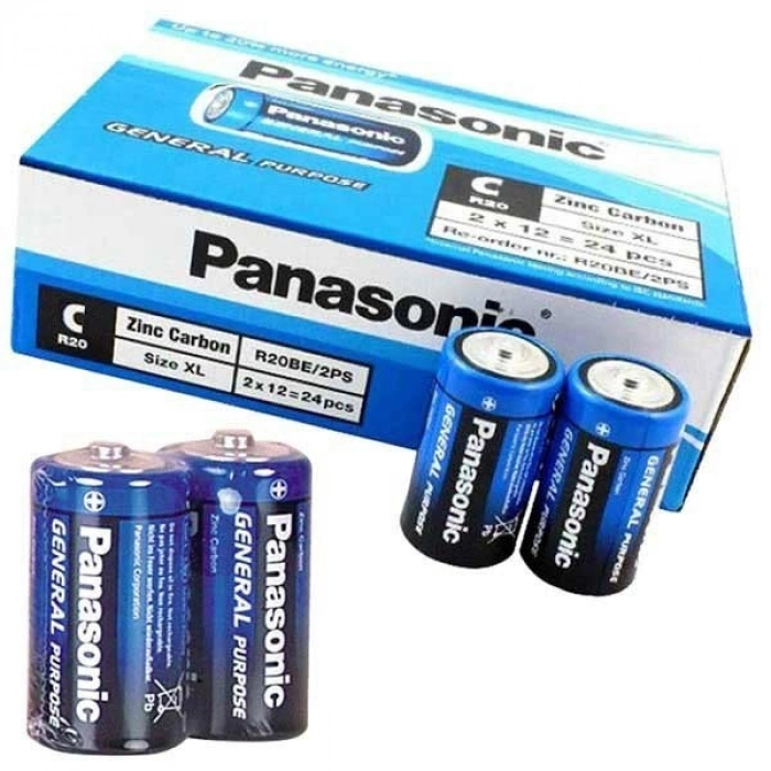 Özel Üretim Güçlü Dayanıklı Ekonomik Performanslı Panasonic Manganez Orta Boy C Pil 24 lü Paket