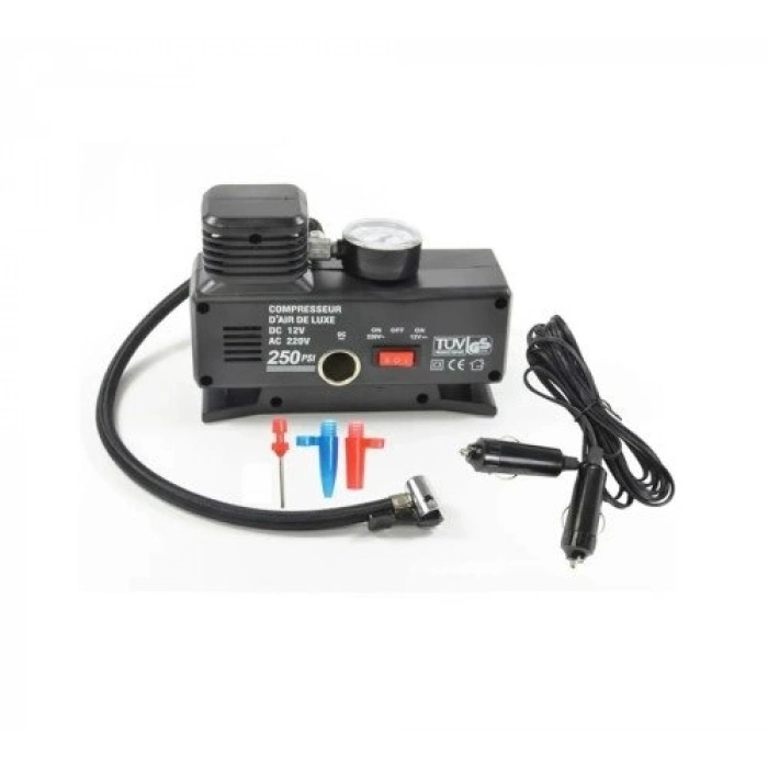 Özel Üretim Taşınabilir Metal Gövde Güçlü KA843 Göstergeli 250 PSI 12V 35 LPM Oto Hava Kompresörü