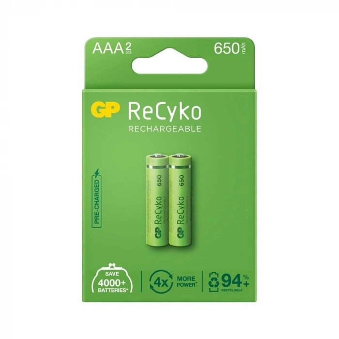 Özel Üretim Şarj Edilebilir Yüksek Performanslı Ekonomik GP 650 Recyko R03 İnce Kalem AAA 2li Pil
