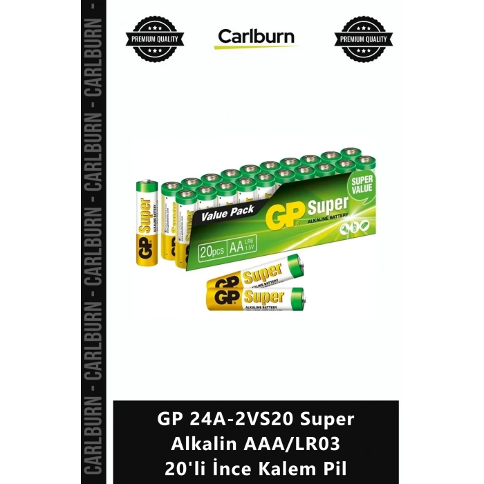 Özel Üretim Uzun Ömürlü Dayanıklı Seri GP 24A2VS20 Super Alkalin AAALR03 20li İnce Kalem Pil