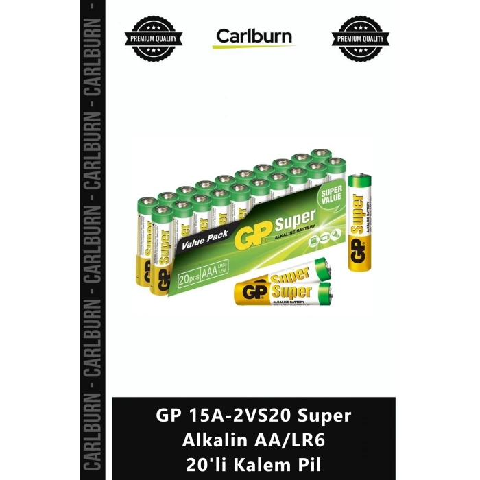 Özel Üretim Dayanıklı Alkalin Mignon Uzun Ömürlü GP 15A2VS20 Super Alkalin AALR6 20li Kalem Pil