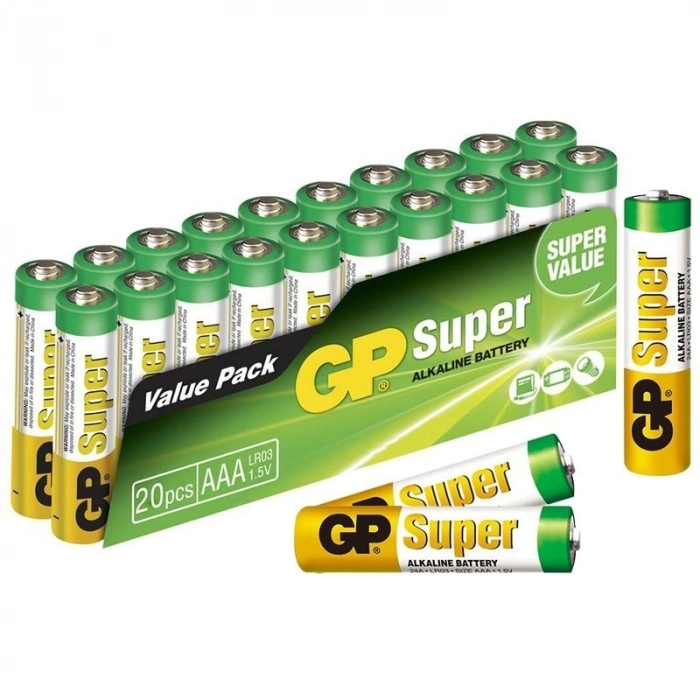 Özel Üretim Dayanıklı Alkalin Mignon Uzun Ömürlü GP 15A2VS20 Super Alkalin AALR6 20li Kalem Pil