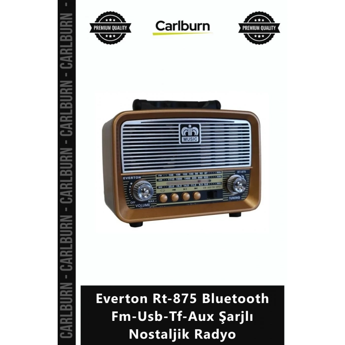 Özel Üretim Retro Tasarım Güçlü Ses Everton Rt875 Bluetooth FmUsbTfAux Şarjlı Nostaljik Radyo