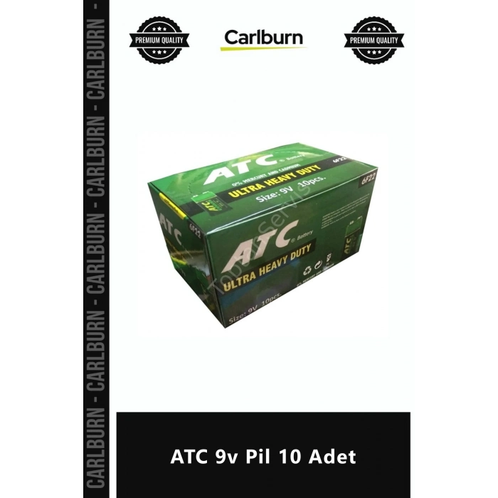 Özel Üretim Yüksek Performanslı Alkali Kare Güçlü Dayanıklı Uzun Ömürlü Enerji ATC 9v Pil 10 Adet