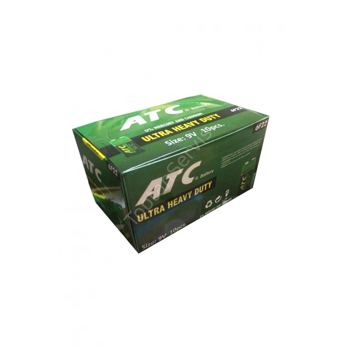 Özel Üretim Yüksek Performanslı Alkali Kare Güçlü Dayanıklı Uzun Ömürlü Enerji ATC 9v Pil 10 Adet