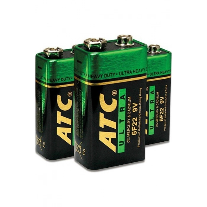 Özel Üretim Yüksek Performanslı Alkali Kare Güçlü Dayanıklı Uzun Ömürlü Enerji ATC 9v Pil 10 Adet