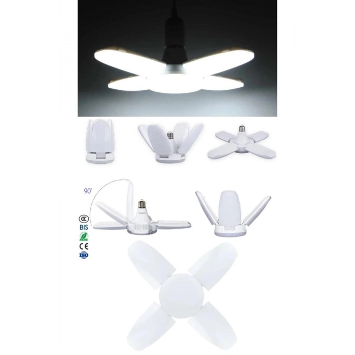 Özel Üretim 60 Watt 6000 Lumen 4 Kollu Katlanır Ampul 4 Kanatlı Katlanabilir Enerji Tasarruflu Led A
