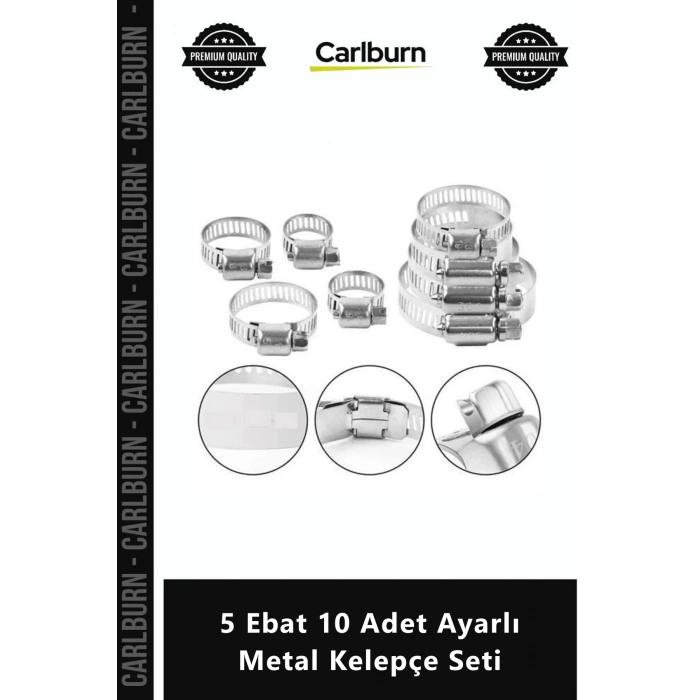 Özel Üretim Paslanmaz Hortum Sıkma Aparatı Otomotiv Bahçe 5 Ebat 10 Adet Ayarlı Metal Kelepçe Seti