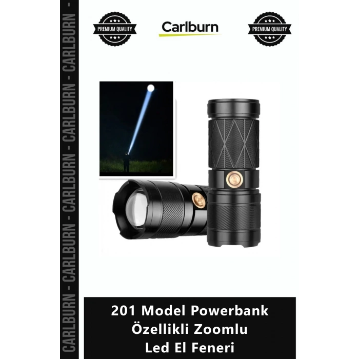 Özel Üretim 30W Güçlü Şarjlı TypeC Outdoor SOS 201 Model Powerbank Özellikli Zoomlu Led El Feneri