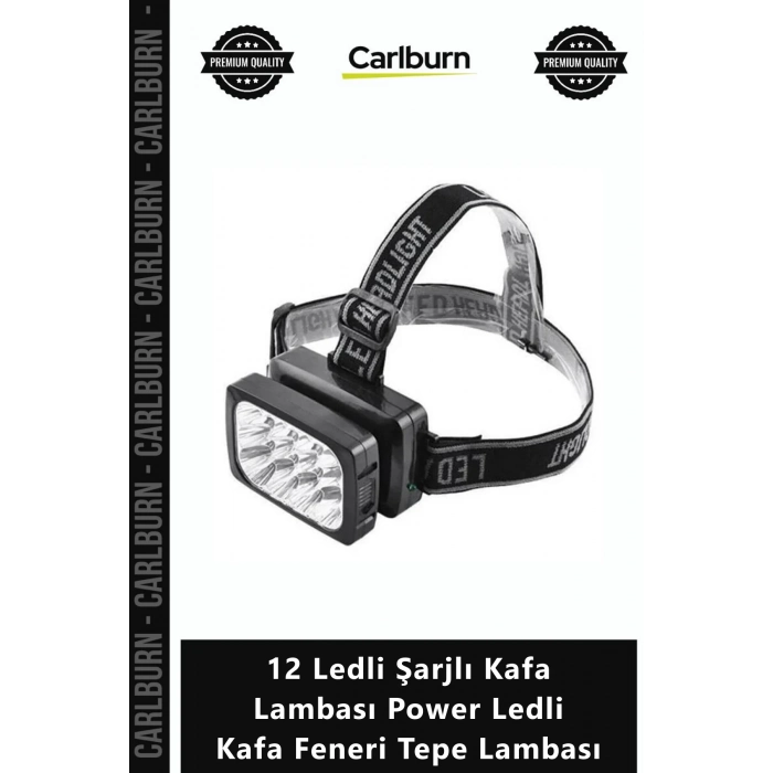 Özel Üretim Avcı Kampçı Feneri Uzun 12 Ledli Şarjlı Kafa Lambası Power Ledli Kafa Feneri Tepe Lambas