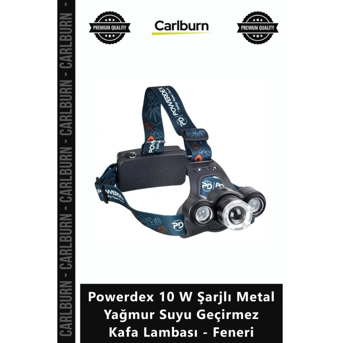 Özel Üretim Pd9972 Led Güçlü Powerdex 10 W Şarjlı Metal Yağmur Suyu Geçirmez Kafa Lambası Feneri