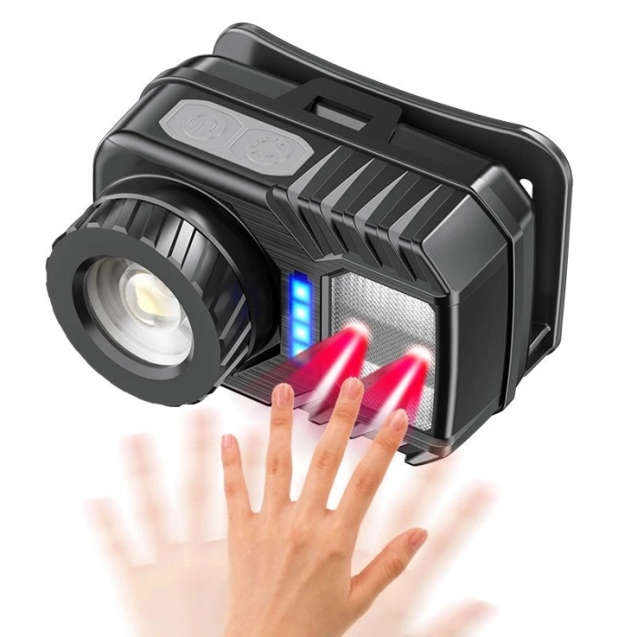 Özel Üretim PeakStar PS571 Sensör XPG COB LED USB Şarj Edilebilir Lityum Pilli Zoomlu Kafa Lambası