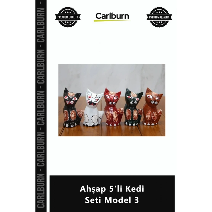 Özel Üretim Doğal El İşçiliği Dekoratif Sanatsal Modern Kaliteli Şık Ahşap 5li Kedi Seti Model 3