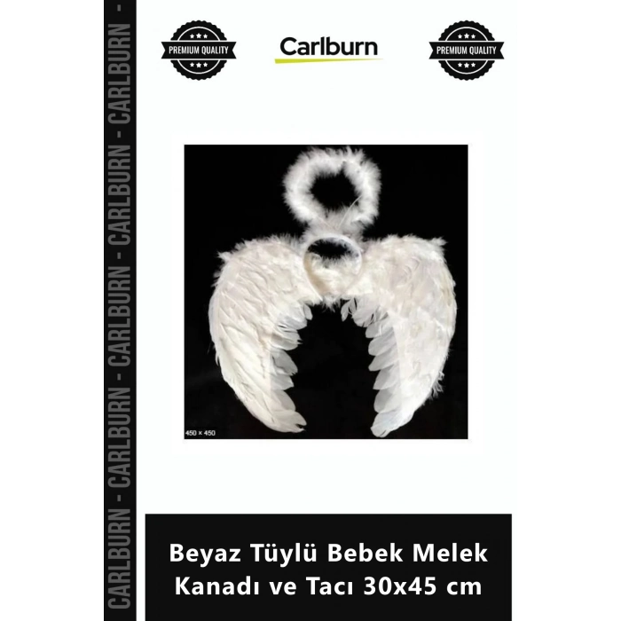 Özel Üretim Kostüm Aksesuar Fotoğraf Çekim Seti Beyaz Tüylü Bebek Melek Kanadı Tacı 30x45 cm