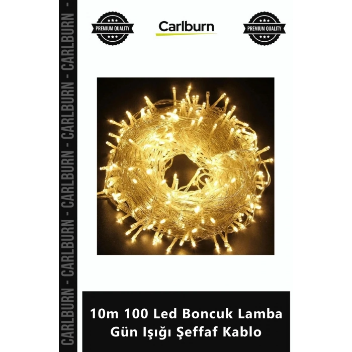 Özel Üretim Dekoratif Aydınlatma Yılbaşı Süsleme 10m 100 Led Boncuk Lamba Gün Işığı Şeffaf Kablo