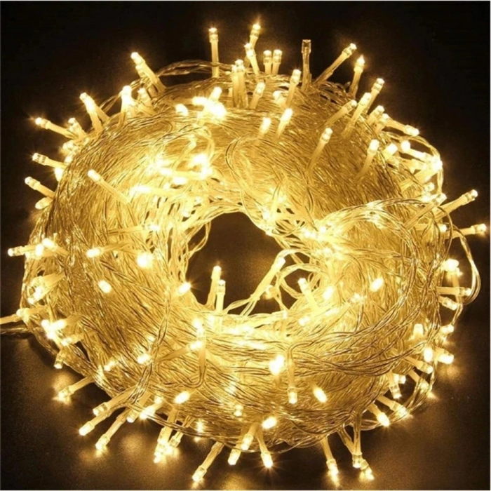 Özel Üretim Dekoratif Aydınlatma Yılbaşı Süsleme 10m 100 Led Boncuk Lamba Gün Işığı Şeffaf Kablo