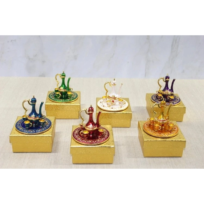 Özel Üretim Swarovski Taşlı Minyatür Zemzem Takımı Biblo Hac Umre Hediyeliği Dekoratif Swarovski Zem