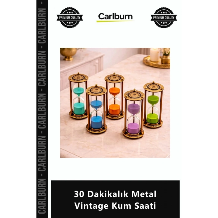 Özel Üretim Retro Dekoratif Ofis Hediyelik Eskitme Aksesuarı 30 Dakikalık Metal Vintage Kum Saati