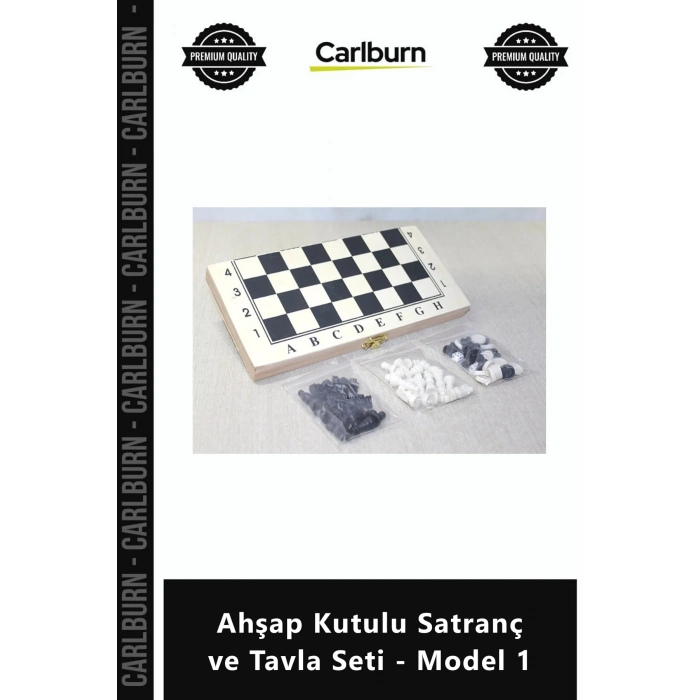 Özel Üretim Lüks Hediyelik Şık Tasarım Kaliteli Zeka Ahşap Kutulu Satranç Tavla Seti Model 1