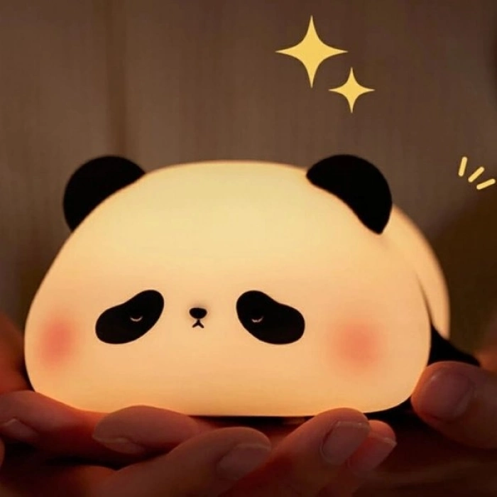 Özel Üretim Silikon Şarjlı USB LED RGB Panda Tasarımlı Renk ğiştirebilen Dokunmatik Gece Lambası