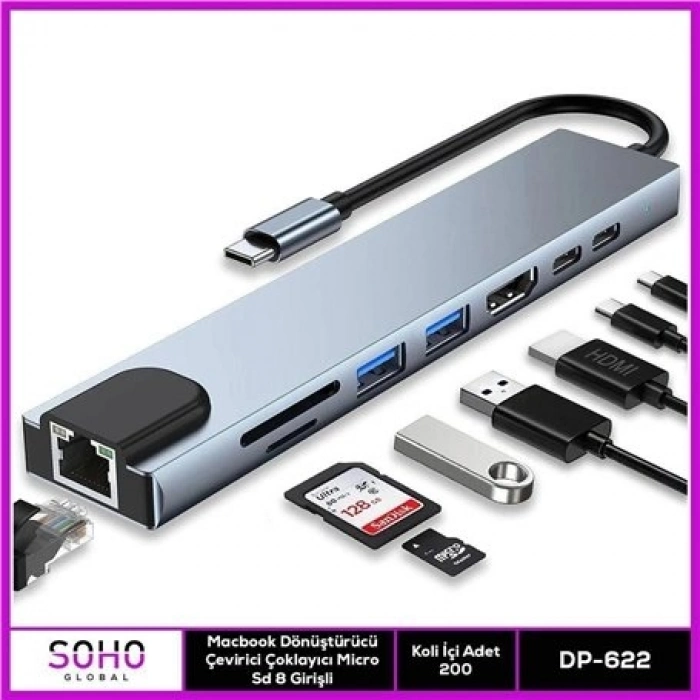 Özel Üretim Hub Kart Okuyucu Adaptör TF Yuvası DÖNÜŞTÜRÜCÜ ÇEVİRİCİ ÇOKLAYICI MİCRO SD 8 GİRİŞLİ