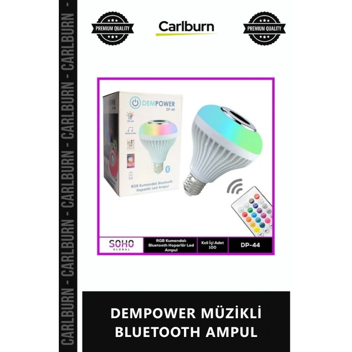 Özel Üretim Renkli LED RGB Hoparlörlü Akıllı Işık Uzaktan Kumandalı DEMPOWER MÜZİKLİ BLUETOOTH AMPUL