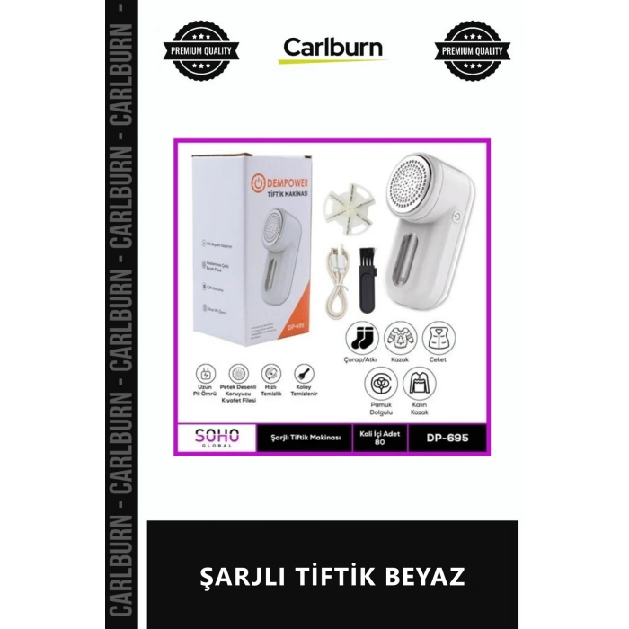 Özel Üretim Tüy Toplayıcı Elbise Temizleme Makinesi Pratik Taşınabilir Ergonomik ŞARJLI TİFTİK BEYAZ