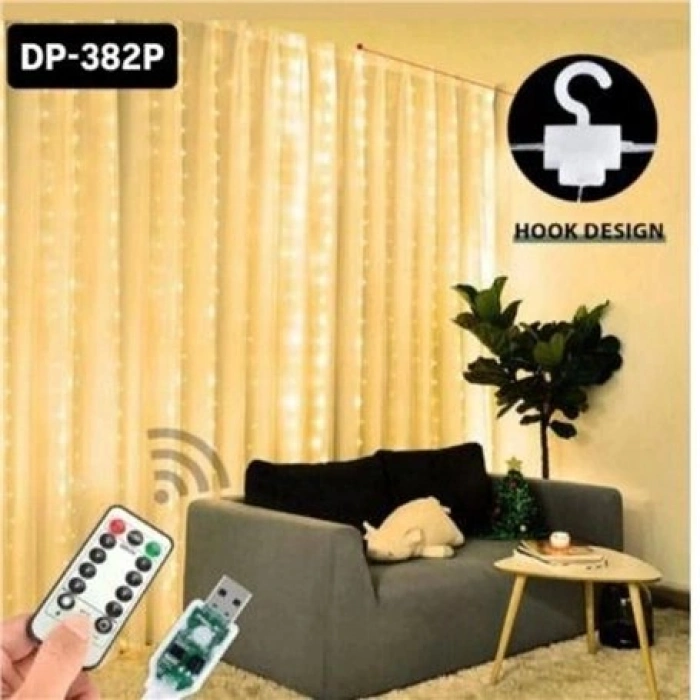 Özel Üretim Dekoratif Aydınlatma Günışığı USB Modlu Animasyonlu Perde Duvar 3X3 KUMANDALI PERİ LED