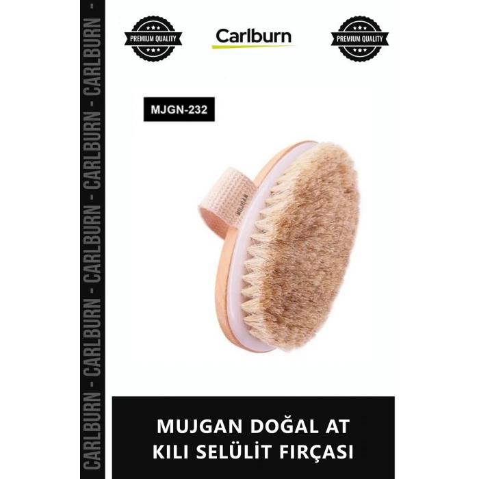 Özel Üretim Ahşap Gövdeli Sık Kıllı Peeling Etkili Pürüzsüz MUJGAN DOĞAL AT KILI SELÜLİT FIRÇASI
