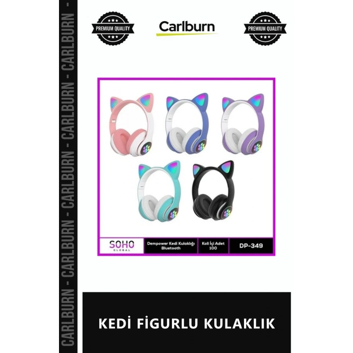 Özel Üretim RGB Işıklı Bluetooth Kablosuz Oyuncu Katlanabilir Çocuk Hediye KEDİ FİGURLU KULAKLIK
