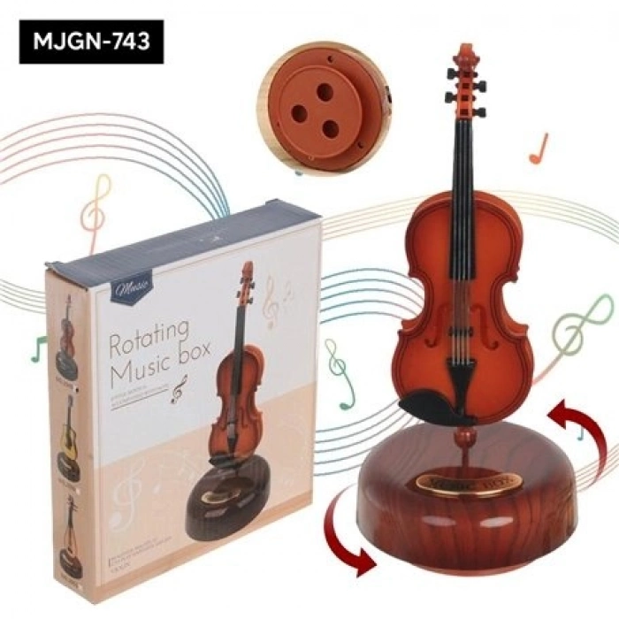 Özel Üretim Dekoratif Ahşap Tasarım Melodik Hediyelik Şık Estetik Nostaljik Klasik MUSİC BOX KEMAN